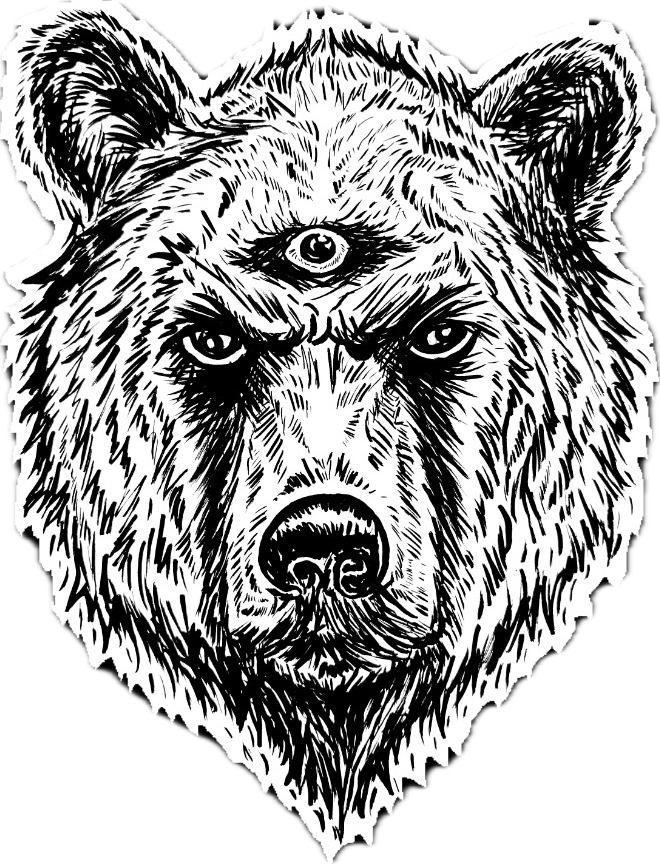 Three‑eyed bear artwork by Shaun Pereira