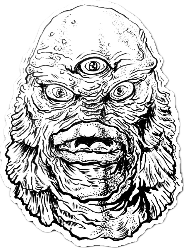 Three‑eyed swamp creature artwork by Shaun Pereira