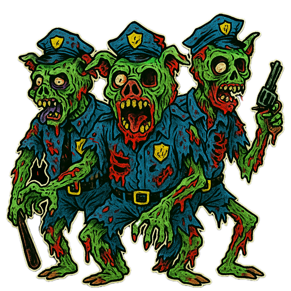 Zombie cop pigs